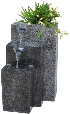 Chine La fontaine d'eau en pierre de fonte de roche avec la LED allume à trois niveaux avec la basse conception d'éclaboussure pour le jardin/patio/balcon fournisseur